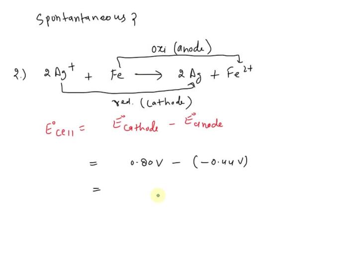 Identify which redox reactions occur spontaneously in the forward direction.