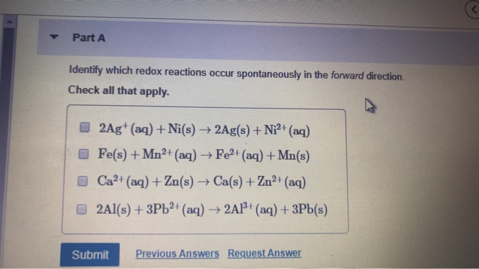 Identify which redox reactions occur spontaneously in the forward direction.